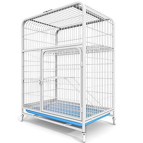 Großer Katzenkäfig Robuste Katzenbox Indoor-Katzenhütte Übungsplatz Haustier-Laufstall mit Rädern und Leiter für Chinchillas, Frettchen, Kätzchen,White-42in H von DECORN