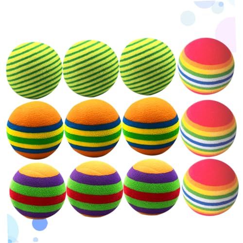 DECORNIJIA 12 Stück Teiliges Bunte Eva Schaumstoffbälle mit Streifenmuster Leichtes Katzenspielzeug und Trainingsball für Haustiere Indoor Geeignet Robust und Farbenfroh Verschiedene Designs von DECORNIJIA