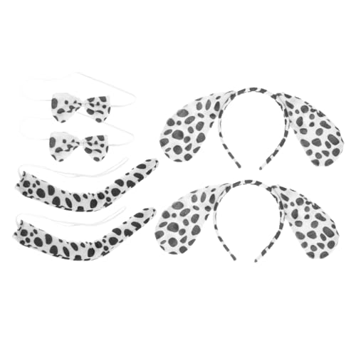 DECORNIJIA 2 Sätze Halloween Kostüm Dalmatiner Hundeohren Haarreifen und Langlebiges Cosplay Zubehör für Party Fasching Mottoparty Tierisches Verkleidungsset für Erwachsene von DECORNIJIA
