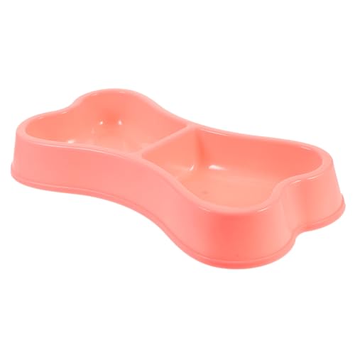 DECORNIJIA Doppelter Haustiernapf aus Robustem Kunststoff Knochenform Große Kapazität Strapazierfähig Leicht zu Reinigen als Futter und Wassernapf für Hunde Katzen Welpen und Kätzchen Rosa von DECORNIJIA