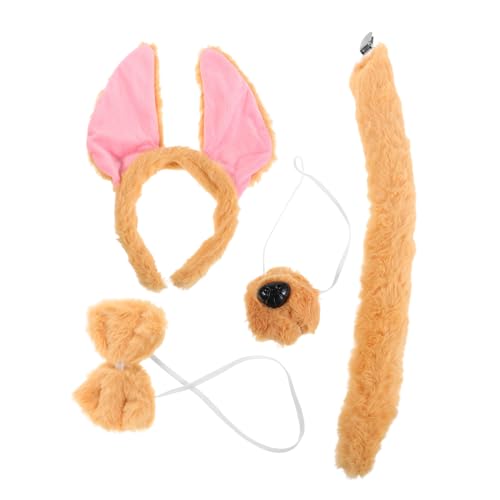 DECORNIJIA Hundekostüm Haarreif mit Biegsamen Ohren Fliege und Falscher Nase Leichtes Flauschiges Cosplay für Jungen und Mädchen für Halloween Karneval und Geburtstagsfeiern von DECORNIJIA