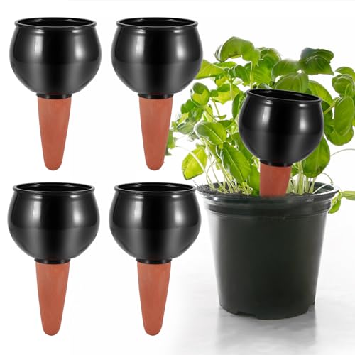 DEECOZY Bewässerungskugeln, 4 Stück Automatische Pflanzen Bewässerung, Gießkugeln Topfpflanzen Selbstbewässerung, Wasserspender Pflanzen für Zimmerpflanzen & Balkonkästen(80 ml-Schwarz) von DEECOZY