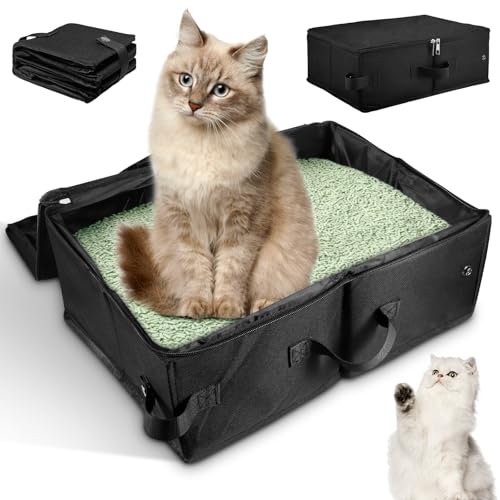 Faltbare Katzentoilette mit Deckel, Reise-Klo für Katzen, tragbare Katzentoilette für Reisen, auslaufsicher, leicht, leicht zu reinigen, für Outdoor-Reisen mit Haustieren, 40 cm x 30 cm x 15 cm Faltbare Katzentoilette mit Deckel, Reise-Klo für Katzen, tragbare Katzentoilette für Reisen, auslaufsicher, leicht, leicht zu reinigen, für Outdoor-Reisen mit Haustieren, 40 cm x 30 cm x 15 cm von DEECOZY