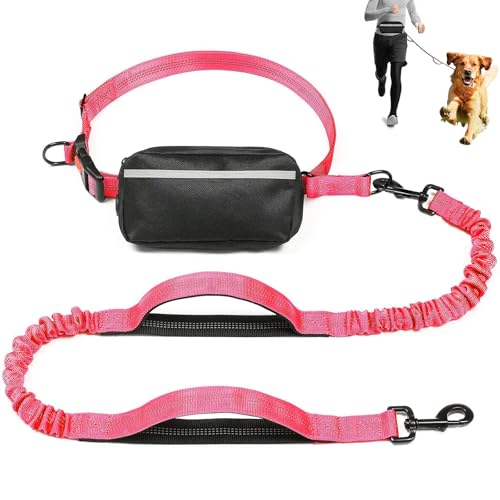Hundeleine, freihändige Hundeleine mit abnehmbarer Hüfttasche und verstellbarem Hüftgurt, reflektierender elastischer Hunde-Laufgürtel, Doppelgriff-Leine, geeignet für alle Hunderassen Hundeleine, freihändige Hundeleine mit abnehmbarer Hüfttasche und verstellbarem Hüftgurt, reflektierender elastischer Hunde-Laufgürtel, Doppelgriff-Leine, geeignet für alle Hunderassen von DEECOZY