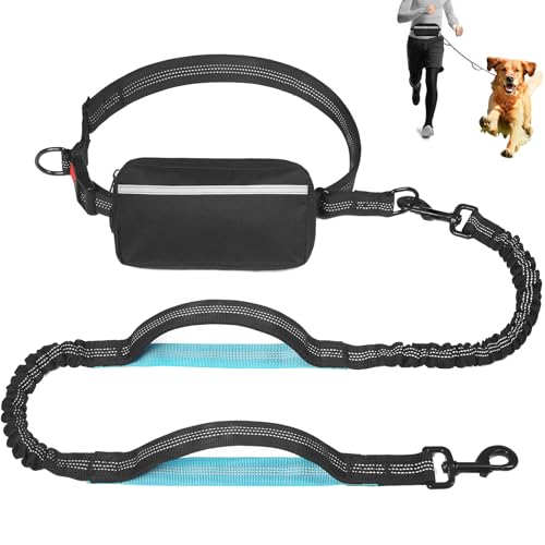 Hundeleine, freihändige Hundeleine mit abnehmbarer Hüfttasche und verstellbarem Hüftgurt, reflektierender elastischer Hunde-Laufgürtel, Doppelgriff-Leine, geeignet für alle Hunderassen Hundeleine, freihändige Hundeleine mit abnehmbarer Hüfttasche und verstellbarem Hüftgurt, reflektierender elastischer Hunde-Laufgürtel, Doppelgriff-Leine, geeignet für alle Hunderassen von DEECOZY