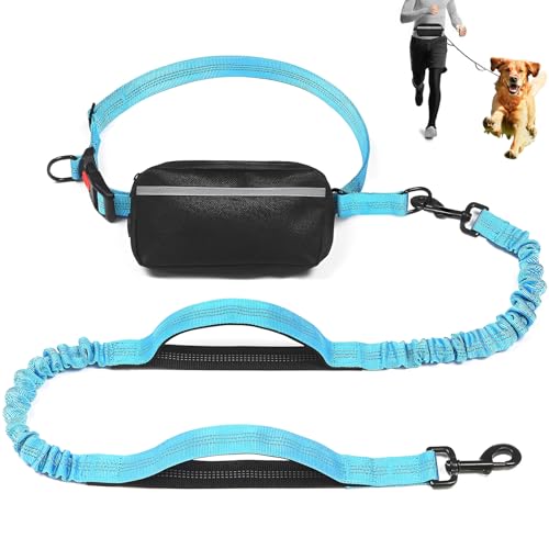 Hundeleine, freihändige Hundeleine mit abnehmbarer Hüfttasche und verstellbarem Hüftgurt, reflektierender elastischer Hunde-Laufgürtel, Doppelgriff-Leine, geeignet für alle Hunderassen Hundeleine, freihändige Hundeleine mit abnehmbarer Hüfttasche und verstellbarem Hüftgurt, reflektierender elastischer Hunde-Laufgürtel, Doppelgriff-Leine, geeignet für alle Hunderassen von DEECOZY
