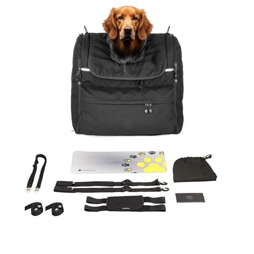 DEEMEED PETBAG Motorradtasche für Hunde und Katzen (11-15 kg), wasserdicht, tragbar, dreifach belüftet, für Sissy Bar, Gepäckablage oder Sitz, aus italienischem Cordura von DEEMEED