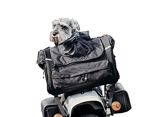 DEEMEED PETBAG Motorradtasche für Hunde und Katzen (5-8 kg), wasserdicht, tragbar, dreifach belüftet, für Sissy Bar, Gepäckablage oder Sitz, aus italienischem Cordura von DEEMEED