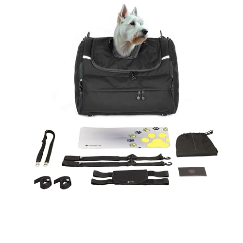 DEEMEED PETBAG Motorradtasche für Hunde und Katzen (8-11 kg), wasserdicht, tragbar, dreifach belüftet, für Sissy Bar, Gepäckablage oder Sitz, aus italienischem Cordura von DEEMEED