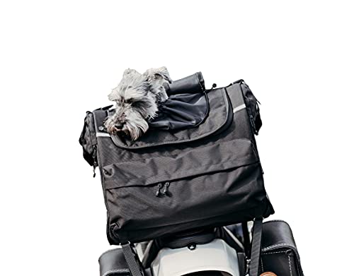 DEEMEED PETBAG Motorradtasche für Hunde und Katzen (8-11 kg), wasserdicht, tragbar, dreifach belüftet, für Sissy Bar, Gepäckablage oder Sitz, aus italienischem Cordura von DEEMEED