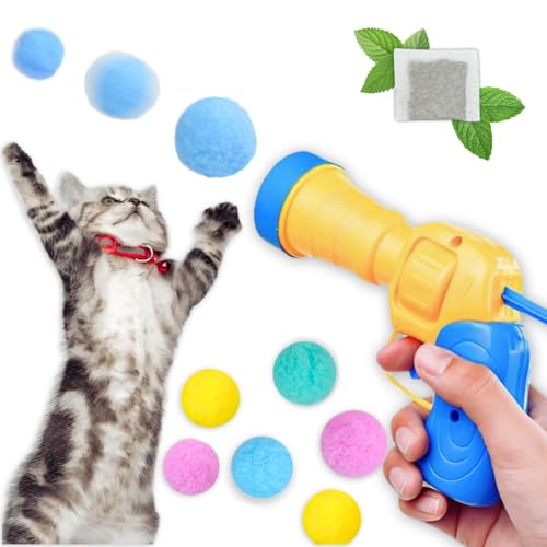 DEEMEIS Interaktives Katzenspielzeug, Ballwerfer mit 30 weichen Bommelbällen, Katzenapportierspielzeug für Indoor-Übungen, Haustierjagd-Trainingsspielzeug DEEMEIS Interaktives Katzenspielzeug, Ballwerfer mit 30 weichen Bommelbällen, Katzenapportierspielzeug für Indoor-Übungen, Haustierjagd-Trainingsspielzeug von DEEMEIS