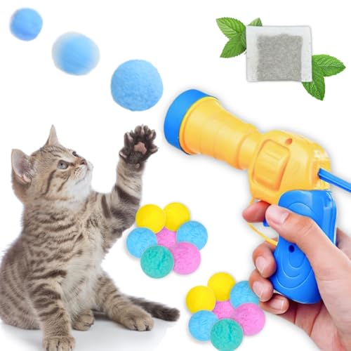 DEEMEIS Interaktives Katzenspielzeug, Ballwerfer mit 50 weichen Bommelbällen, Katzenapportierspielzeug für Indoor-Übungen, Haustierjagd-Trainingsspielzeug DEEMEIS Interaktives Katzenspielzeug, Ballwerfer mit 50 weichen Bommelbällen, Katzenapportierspielzeug für Indoor-Übungen, Haustierjagd-Trainingsspielzeug von DEEMEIS