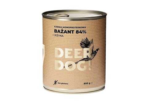 DEER DOG! (1 x 800g) - Fleischanteil 84% - | Premium Hunde-Dosenfutter aus Fasan + Brombeere| Getreidefreies Nassfutter für Hunde | Hunde-Dosenfutter mit hohem Fleischanteil für alle Rassen von DEER DOG!