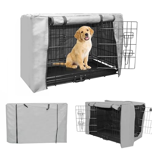 DEFACTO Abdeckungen Hundekäfige Hundebox Abdeckung Winddicht Langlebig Beige für Hundehütten Hundekäfig Zubehör Innen Draussen Zuhause (Grau, 78X50X53 cm) von DEFACTO