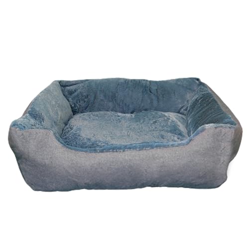 DEFACTO Hundebett, Hundekissen in Leinenoptik, Hundekorb, erhöhte Ränder, rutschfeste Unterseite (GRAU, 110L x 75B x 27H) von DEFACTO