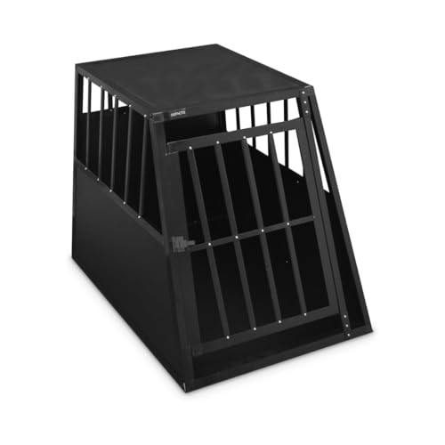 Defacto Hundetransportbox Alu Hundebox Reisebox Autobox Gittertür abschließbar Aluminium Transportbox für Hunde Tiertransportbox (Schwarz, (M) 59X69X50 cm) von DEFACTO