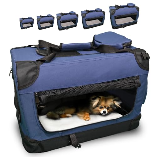 DEFACTO Transporttasche Hundebox Hundetransportbox faltbar Hundetasche Transportbox für Haustiere, Hunde und Katzen Haustiertransportbox (Dunkelblau, 3XL) von DEFACTO