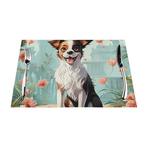 Hunde-Tischsets Set mit 1 Stück, hitzebeständige, rutschfeste Tischsets für Esstisch, waschbar, langlebig, PVC-Vinyl, gewebte Tischmatten Hunde-Tischsets Set mit 1 Stück, hitzebeständige, rutschfeste Tischsets für Esstisch, waschbar, langlebig, PVC-Vinyl, gewebte Tischmatten von DEHIWI