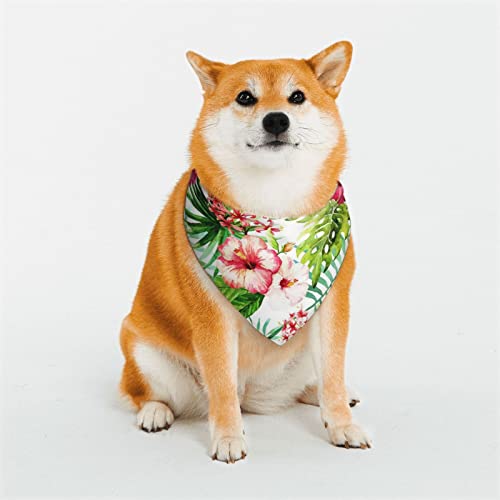 Hundehalstuch, Hibiskusblüte, weich, wendbar, dreieckig, waschbar, verstellbar, Sommertuch für kleine bis große Hunde von DEHIWI