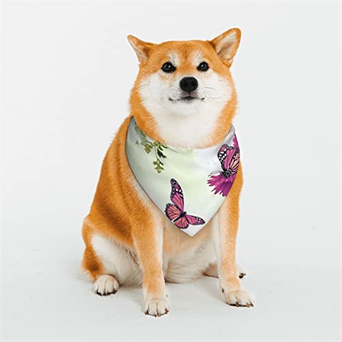 Hundehalstuch, Motiv: Blume mit Schmetterling, weich, wendbar, dreieckig, waschbar, verstellbar, Sommertuch für kleine bis große Hunde Hundehalstuch, Motiv: Blume mit Schmetterling, weich, wendbar, dreieckig, waschbar, verstellbar, Sommertuch für kleine bis große Hunde von DEHIWI