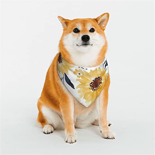 Hundehalstuch, Motiv: frische Sonnenblume, weich, wendbar, dreieckig, waschbar, verstellbar, Sommertuch für kleine bis große Hunde von DEHIWI