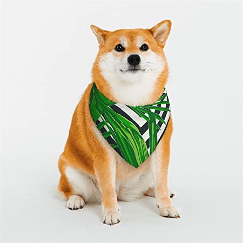 Hundehalstuch, weich, wendbar, dreieckig, waschbar, verstellbar, für kleine bis große Hunde, Grün mit tropischen Blättern Hundehalstuch, weich, wendbar, dreieckig, waschbar, verstellbar, für kleine bis große Hunde, Grün mit tropischen Blättern von DEHIWI