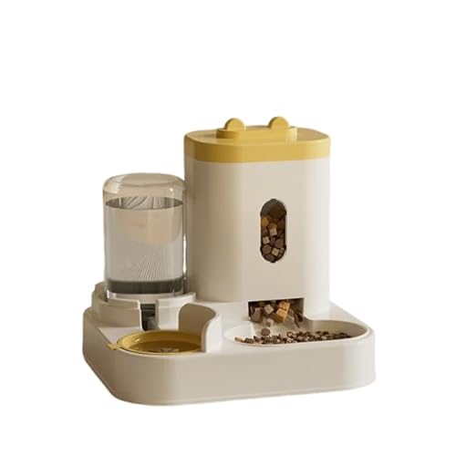 Automatischer Futternapf für Hunde und Katzen, mit Wasserbrunnen, großes Fassungsvermögen, Aufbewahrungsbehälter, Welpen, Haustierzubehör, Gold, 2 l von DEJIN