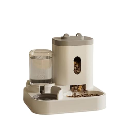 Automatischer Futternapf für Hunde und Katzen, mit Wasserbrunnen, großes Fassungsvermögen, Aufbewahrungsbehälter für Tierfutter, Welpen, Haustierzubehör, Grau, 2 l von DEJIN
