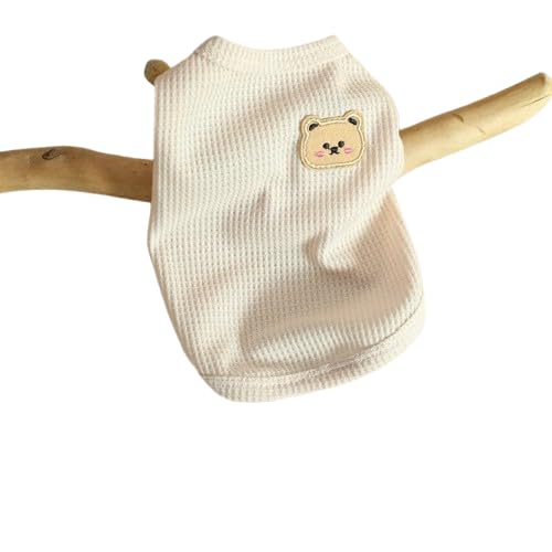 Coole Sommer-Hundekleidung für Welpen, atmungsaktive Weste, T-Shirt, Kostüm, T-Shirt, Outdoor-Kleidung, Weiß, Größe L von DEJIN