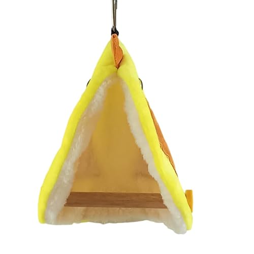 DEJIN Papageiennest, weicher Plüsch, für Vögel, Papageien, Hängematte, warm, warmes Vogelzelt, Nest, stehender Ast, Spielzeughaus, Gelb, S, 16 x 20 cm von DEJIN