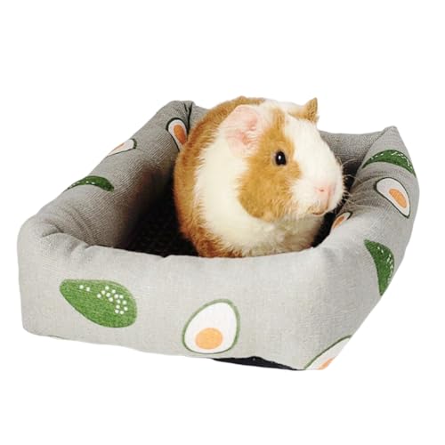 DEJIN Sleep Bed House Rechteckige Matte mit Rattan-Matte für Haustiere, Kleintiere, Eichhörnchen, Meerschweinchen, Hamster, alle Jahreszeiten, Grau, S von DEJIN