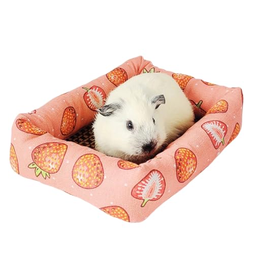 DEJIN Sleep Bed House Rechteckige Matte mit Rattan-Matte für Haustiere, Kleintiere, Eichhörnchen, Meerschweinchen, Hamster, alle Jahreszeiten, Rot, Größe S DEJIN Sleep Bed House Rechteckige Matte mit Rattan-Matte für Haustiere, Kleintiere, Eichhörnchen, Meerschweinchen, Hamster, alle Jahreszeiten, Rot, Größe S von DEJIN