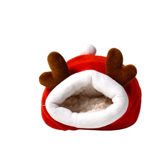 DEJIN Warmes Bett für Hamsterkäfig, Haustier-Hängematte, Schwein, Eichhörnchen, Winterhaus, Samt, zum Schlafen kleiner Haustierartikel, rot, L von DEJIN