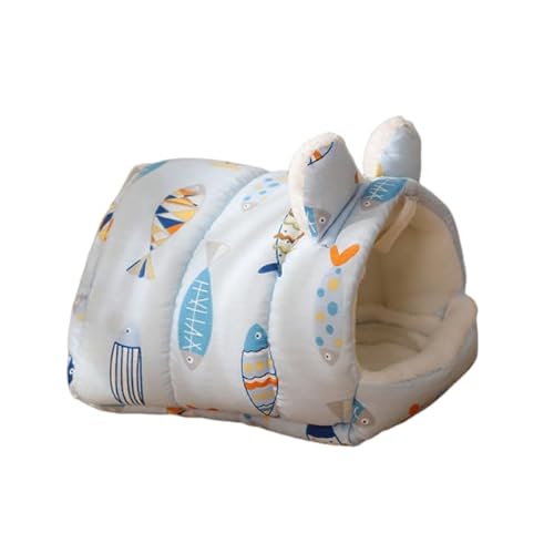 DEJIN Warmes bedrucktes Haustier-Produkt für Kleintiere, Hamsterhaus, Schlafbett, Vogel, Baumwollnest, Ohren, Blau DEJIN Warmes bedrucktes Haustier-Produkt für Kleintiere, Hamsterhaus, Schlafbett, Vogel, Baumwollnest, Ohren, Blau von DEJIN