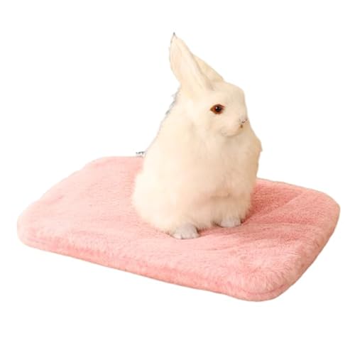 DEJIN Weiche Katzenbett-Matten, kurzes Plüsch-Haustier-Schlafbett für Katzen, Haustier-Pad, Decke, warmes Kissen, Zubehör, Rosa, M, 25 x 35 cm von DEJIN