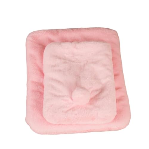 DEJIN Weiche Katzenbett-Matten, kurzes Plüsch-Haustier-Schlafbett für Katzen, Haustier-Pad, Decke, warmes Kissenzubehör, Rosa-01, S, 15 x 20 cm von DEJIN