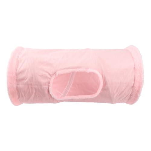 Faltbarer Katzentunnel für den Winter, Wildleder, für Welpen, Kaninchen, Spiel, Jagd, Versteck, interaktives Bett-Spielzeug auf 2 Arten, 3 Möglichkeiten, kurzer Tunnel, Rosa von DEJIN