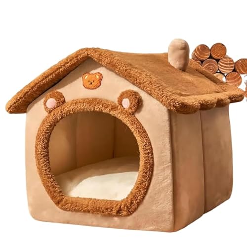 Faltbares Haustierhaus, abnehmbares, waschbares Höhlensofa, Haustierbett, Haus, für extra kleine Hunde und kleine und mittelgroße Katzen, Teebraun, Größe S Faltbares Haustierhaus, abnehmbares, waschbares Höhlensofa, Haustierbett, Haus, für extra kleine Hunde und kleine und mittelgroße Katzen, Teebraun, Größe S von DEJIN
