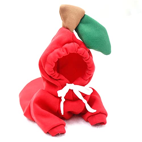 Fruit Hundekleidung für kleine Hunde, Kapuzenpullover, warmes Fleece, Haustierkleidung, Welpen, Katzen, Kostüm, Mantel, Rot, Größe L von DEJIN