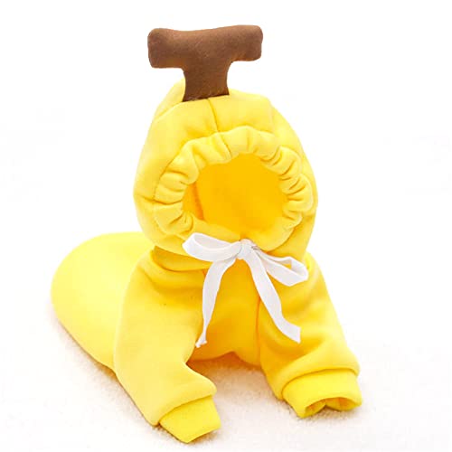 Fruit Hundekleidung für kleine Hunde, mit Kapuze, warmes Fleece, Haustierkleidung, Welpen, Katzen, Kostüm, Mantel, gelb, 50 cm Fruit Hundekleidung für kleine Hunde, mit Kapuze, warmes Fleece, Haustierkleidung, Welpen, Katzen, Kostüm, Mantel, gelb, 50 cm von DEJIN