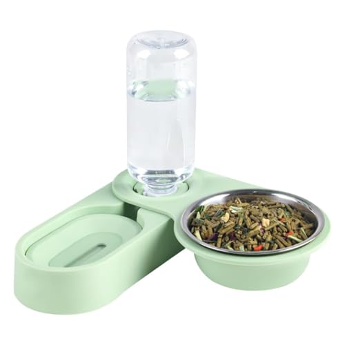 Futternapf für Haustiere, Kaninchen, Chinchilla, Meerschweinchen, automatischer Futternapf, All-in-One-Spleiß-Futternapf, Trinkbrunnen, erhöhter stehender Futternapf, Hellgrün, M von DEJIN