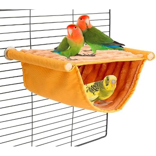 Haustier-Hängematte, warmes Nest, Bett, Papageienhaus, abnehmbar, waschbar, Vogelkäfig für Hamster, Lovebird, Gelb, 19 x 13 cm Haustier-Hängematte, warmes Nest, Bett, Papageienhaus, abnehmbar, waschbar, Vogelkäfig für Hamster, Lovebird, Gelb, 19 x 13 cm von DEJIN