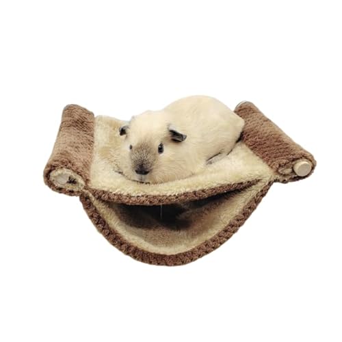 Haustier-Hängematte für Kleintiere, doppeltes, dickes Plüsch, warmes Bett für Hamsterhaus, Nest, Schlafsack, hängende Baumbetten, Dunkelbraun, 26 x 18 x 12 cm Haustier-Hängematte für Kleintiere, doppeltes, dickes Plüsch, warmes Bett für Hamsterhaus, Nest, Schlafsack, hängende Baumbetten, Dunkelbraun, 26 x 18 x 12 cm von DEJIN