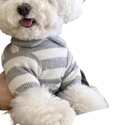Haustier-Halsband, gestreiftes Unterhemd, Kleidung für kleine Welpen, Katzen, Haustier-T-Shirt, Hunde-Kapuzenpullover für kleine Hunde, Grau von DEJIN