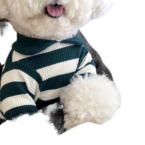 Haustier-Halsband, gestreiftes Unterhemd, Kleidung für kleine Welpen, Katzen, Haustier-T-Shirt, Hunde-Kapuzenpullover für kleine Hunde, Grün von DEJIN