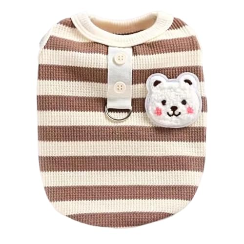 Haustierkleidung für Katzen und Hunde, Gitterweste für Frühjahr/Sommer, gestreiftes T-Shirt mit Leine für kleine Hunde, Sommer-Outfit, Braun, Größe XXL von DEJIN