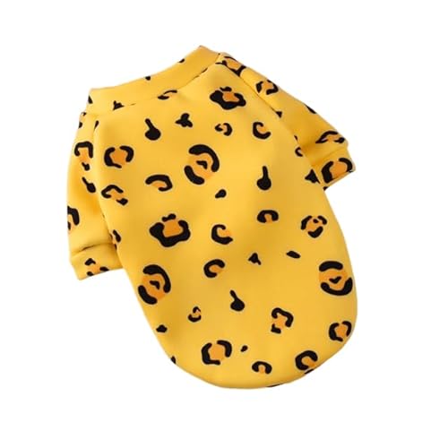 Hunde-Sweatshirt für Welpen, Katzen, Kapuzenpullover, Winter, warm, Leopardenmuster von DEJIN