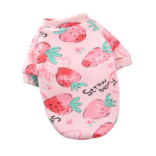 Hunde-Sweatshirt für Welpen und Katzen, mit Kapuze, warm, für den Winter, Stawberry, Größe XS von DEJIN