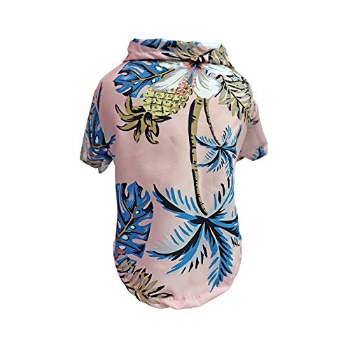 Hunde-T-Shirts im Strand-Stil, dünn, atmungsaktiv, Sommer-Hundekleidung für Haustiere, Katzen, Weste, Sommerkleidung, Rosa, Größe XL von DEJIN