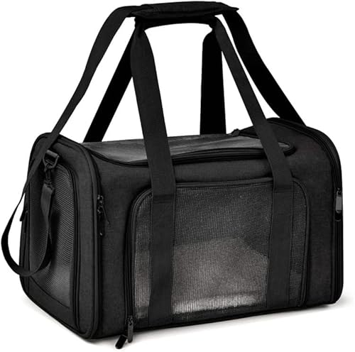 Hundetragetasche, weicher Seitenrucksack, Katzen-Haustier-Tragetasche, Reisetasche, Ausgehend, Schwarz von DEJIN